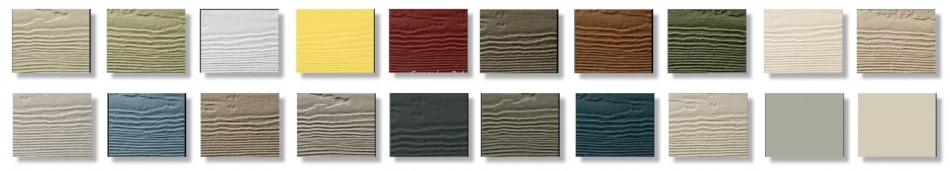 Examples of the cladding colours available for G's Garden Rooms. Fibre cement board is ultra durable, fireproof and does not rot.